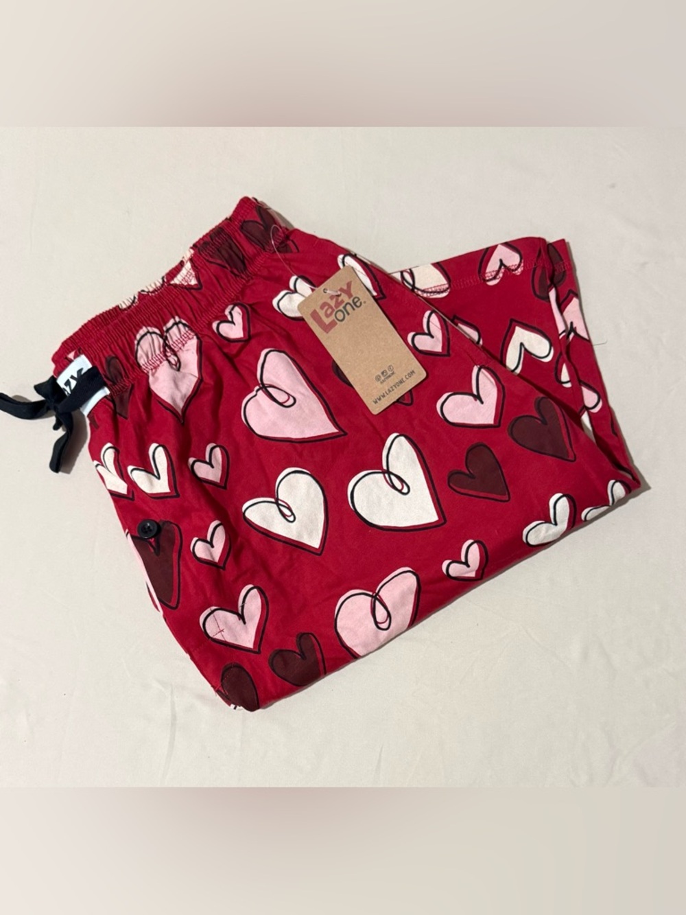NWT.  Men's Lazy One Red Heart Pajama Shorts.
